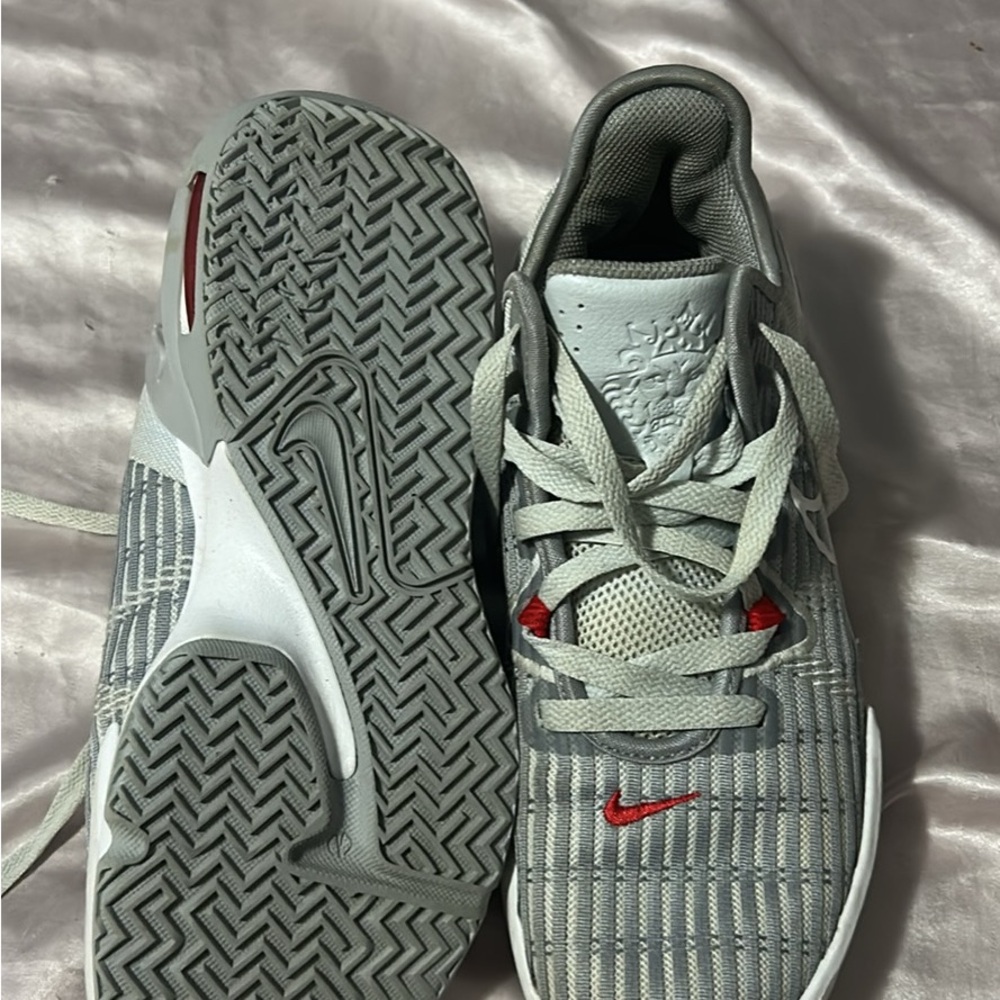 Nike Gray and Red LeBron Sneakers
